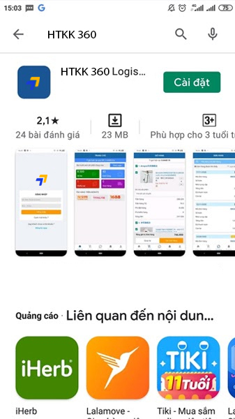  App đặt hàng HTKK trên CH Play