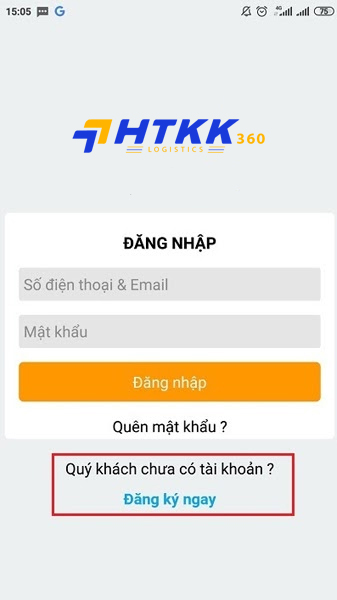 Mở app HTKK và chọn mục đăng ký tài khoản